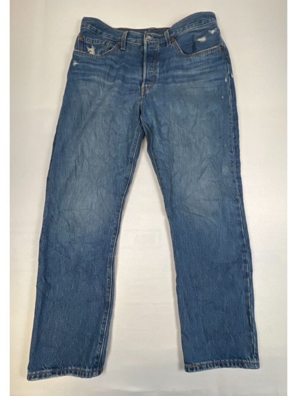 Levi's Men's 501 Original Fit Blue Distressed Denim Jeans W30 L28